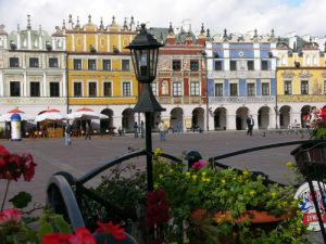 Zamosc center square with restored colorful