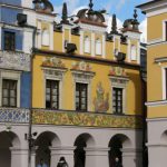 Zamosc center square with restored colorful 'Armenian tenements'