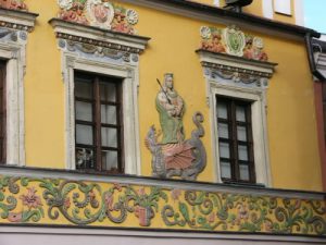 Zamosc center square with restored colorful 'Armenian tenements'