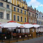 Zamosc center square with restored colorful 'Armenian tenements'