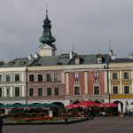 Zamosc center square with restored colorful 'Armenian tenements'