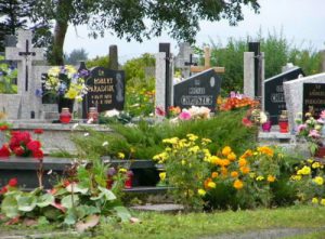 Well-kept cemetery with fresh flowers -
