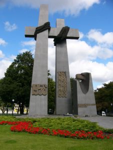 Poznan city center memorial to the Russian invasion
