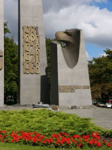 Poznan city center memorial to the Russian invasion