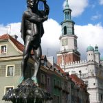 Poznan city center fountain