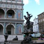 Poznan central square fountain