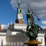 Poznan central square fountain