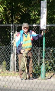 Poznan walker waiting for the return