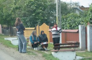 Rural Transylvania Neighbors Chatting Along Roadside