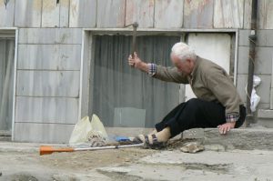 Gardening or cutting his toenails?