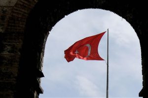 National flag viewed through ancient