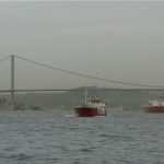 Ships passing under the inter-continental Bosphorus