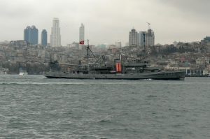 View across the Bosphorus with navy