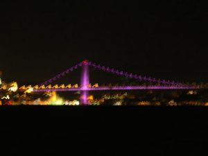 Intercontinental Bosphorus Bridge at night changes