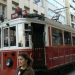 Trolley along Istikal Caddesi street in the historic Beyoglu district