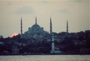 Sunset behind Blue Mosque