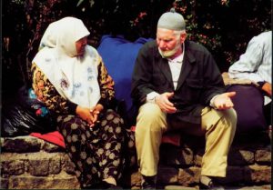 Senior citizens waiting for a ferry