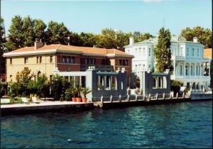 Upscale mansions along the Bosphorus Strait.