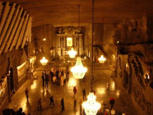 The huge hand-carved auditorium