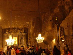 In the auditorium of Wieliczka Salt