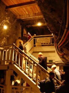 Underground elevator landing deep in Wieliczka