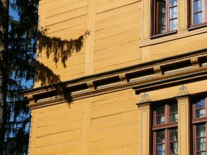 This wooden hunting palace, the design of Frideric von Schinkel,