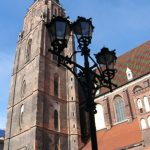 Rebuilt church and lamp post