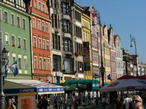 Colorful central square  Wroclaw is