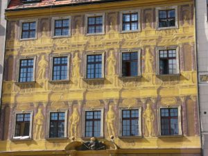 Beautiful frescoed architectural details in