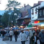 Busy main street with tourists