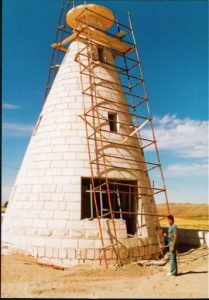 An experimental one-bedroom house under construction.