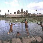Angkor Wat boys in moat
