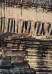 Angkor Wat monk in window
