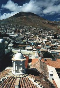 Potosi city over view of Cerro Rico hill