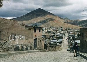 Potosi Cerro Rico hill from town