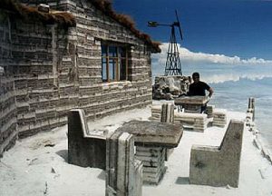 Uyuni Playa Blanca Hotel salt table and chairs