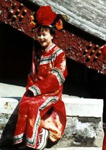 Tourist in traditional costume