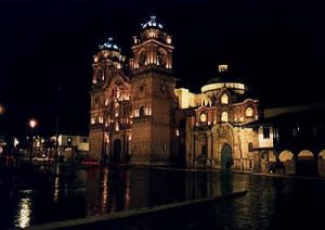 Cuzco La Campania church at night
