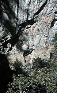 Inca wooden drawbridge (sometimes washed out)