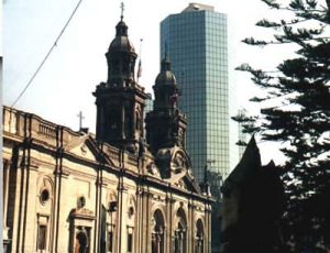 Santiago new and old buildings