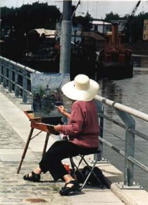 BA Boca artist painting rusty old ship