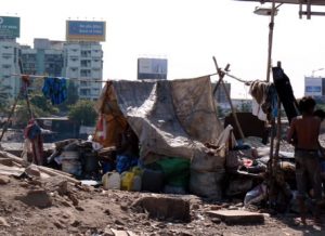 Squatter tents house whole families.