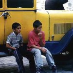 Montevideo-boys with antique car