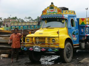 Hand painted trucks with religious or