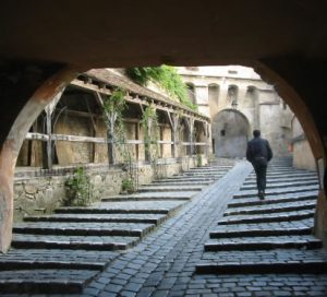 Sighisoara Old Town Cobblestone Road