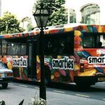 Colorful ad bus