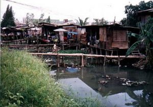 Shacks and polluted canal