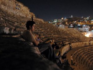 Amman - city scene: watching an open air concert in