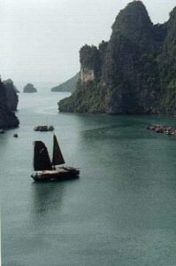 Halong Bay overview w sailboat