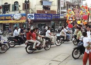 Hanoi street with bikes